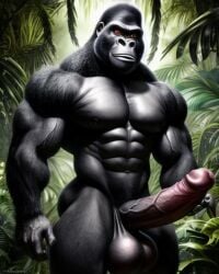 ai_generated anthro gorilla huge_balls huge_cock massive_penis monkey monster monster_cock muscular_anthro simian