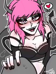 anonymous_male artist_self-insert cute_deth cute_deth(artist) cute_deth(character) emo emo_girl emogangbangz lingerie pink_eyes pink_hair pov self_insert self_upload succubus succubus_horns succubus_tail vampcubus