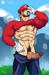 1boy big_penis idoraad lilprincyvi male male_only mario mario_(series) nintendo outdoors sky standing super_mario_bros.