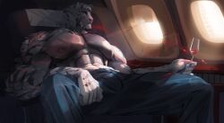 1boy anthony_simon anthro arknights felid furry furry_only hi_res hypergryph male male_only mammal moobs mountain_(arknights) muscular muscular_male o2h pantherine pecs solo solo_male studio_montagne tiger