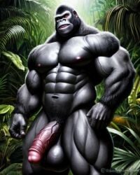 ai_generated anthro gorilla huge_balls huge_cock massive_penis monkey monster monster_cock muscular_anthro simian