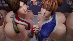 2boys 2girls 3d 3d_animation animated asian_clothing asian_female blender_(software) bottomless bouncing_breasts breasts breasts breasts_out brown_eyes brown_hair dat_ass dead_or_alive fatal_fury holding_hands indoors japanese_clothes kasumi_(doa) king_of_fighters koei_tecmo large_ass large_breasts large_penis light-skinned_female light-skinned_male long_hair looking_at_viewer mai_shiranui maiden-masher milf ninja nipples no_sound orange_hair painted_nails ponytail red_nails sex standing standing_sex tagme tits_out video