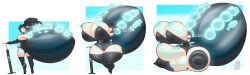 1boy allanchorsaweigh breast_inflation breasts busty_boy hose hose_in_butt hose_inflation hyper_breasts inflation oc original_character tail tail_inflation text thighs