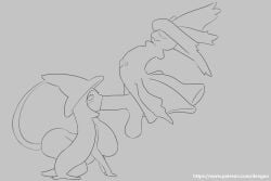 animated balls big_breasts breasts closed_eyes dengon female ghost hatterene hi_res humanoid looking_at_another male male/female mismagius oral oral_sex penis pokémon_(species) pokemon