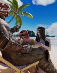 3d beach blowjob cum dbd dead_by_daylight female kazan_yamaoka male onryo the_oni_(dbd) the_ring yui_kimura yui_main_dbd