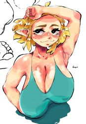 armpits dumpiwumpi_(artist) huge_breasts princess_zelda sagging_breasts tears_of_the_kingdom the_legend_of_zelda zelda_(tears_of_the_kingdom)