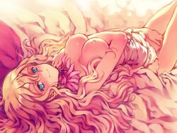 blonde_hair blush breasts censored corset female fianna_mellowa flower frills large_breasts littlewitch long_hair ooyari_ashito shoujo_mahou_gaku_little_witch_romanesque thighhighs