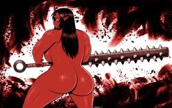 angry ass back back_view big_ass big_breasts big_butt black_hair breasts bubble_butt butt club_(weapon) demon demon_girl female female_focus female_only horn kanabo kanabou long_hair melee_weapon monster monster_girl muscles muscular muscular_female nude nude_female oni oni_female pointy_ears rear_view red_body red_skin sideboob solo thighs walkingdeadmann weapon