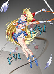 1girls ass bishoujo_senshi_sailor_moon bondage bow breasts clothing female female_only femsub high_heels human minako_aino nipples panties ryusaiku sailor_v sailor_venus skirt small_breasts solo tagme whip_marks whipping