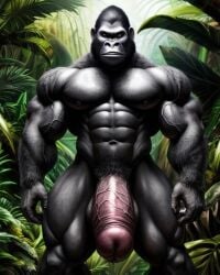 ai_generated anthro gorilla huge_balls huge_cock massive_penis monkey monster monster_cock muscular_anthro simian