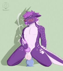 anal anal_masturbation anal_sex anthro bodily_fluids cum dildo dragon ejaculating_dildo ejaculation felix_vincent feral genital_fluids genitals hi_res knot male male/male masturbation penetration penile penile_masturbation penis purple_body sex_toy shadow solo teeth tongue tongue_out