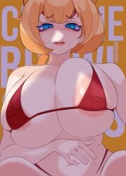 1girls big_breasts bikini blonde_hair blue_eyes bra brawl_stars breasts charlie_(brawl_stars) female female_focus female_only tagme white_body white_skin yokoifubuke