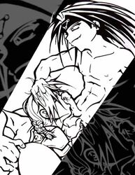 2boys abs anal anal_fingering darkpenguin edward_elric envy envy_(fma) fellatio fullmetal_alchemist hair_pull male multiple_boys oral yaoi