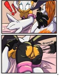 breasts girl pussy ripped_clothing ripped_pants rouge_the_bat shocked_expression sonic_(series) sonic_the_hedgehog_(series) tripping wardrobe_malfunction