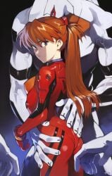 1girls asuka_langley_sohryu blush bodysuit clothing digital_media_(artwork) female_human human larger_male loincloth mass_production_eva monster monster_boy monster_on_female neon_genesis_evangelion optionaltypo plugsuit red_hair shy size_difference smaller_female stockings thighs