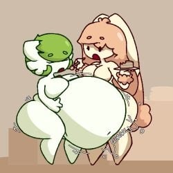 big_breasts breasts brocolees female gardevoir lopunny overweight pokemon pokemon_(species) thick_thighs wide_hips