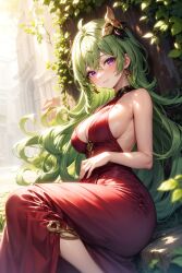 1girls ai_generated big_breasts big_thighs breasts camellia_aj_art cleavage collei_(genshin_impact) dress female genshin_impact green_hair huge_thighs large_thighs purple_eyes thick_thighs thighs voluptuous