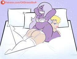 amethyst_(steven_universe) ass big_ass big_breasts big_butt blonde_hair breasts bubble_ass bubble_butt butt cartoon_network codykins123 crossover dat_ass dc dc_comics gem_(species) imminent_sex lingerie multiple_females steven_universe stockings super_best_friends_forever supergirl