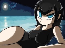 female hotel_transylvania mavis_dracula moonlight skylight_(artist) solo swimsuit