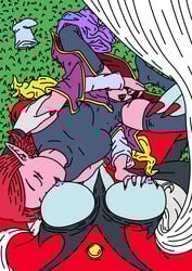 2girls blue_skin breast_grab breasts chronoa closed_eyes clothed clothing core_person dbart+18 demoness dragon_ball dragon_ball_heroes dragon_ball_xenoverse earrings erect_nipples female female_only female_pov fingering fingering_pussy goddess interspecies long_hair multiple_girls nipples pink_skin pointy_ears pov pubic_hair pussy shortstack towa white_hair yuri