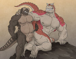 2018 4_toes 5_fingers abs anal anal_sex anthro anthro_on_anthro arm_around_shoulders arm_support ass balls barefoot beige_penis biceps big_biceps carnotaurus claws clenched_teeth dinosaur domination duo erection eye_contact grey_scales grey_tail hand_on_butt hand_on_shoulder horn humanoid_hands humanoid_penis kneeling larger_male long_tail looking_at_another looking_at_partner looking_back male male_domination male_penetrating multicolored_scales multicolored_tail musclegut muscular muscular_male navel nipples nude on_ground pecs penetration penis power_bottom raised_tail red_scales red_tail reptile rock scales scalie sex sharp_claws sharp_teeth signature simple_background size_difference smaller_male smile snout spiked_tail spikes spread_legs spreading standing tail tan_balls tan_scales tan_tail teeth theropod thick_thighs toes triceps wfa white_claws white_horn yaoi yellow_eyes