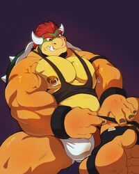 bara bowser bulge kusunagi male_only mario_(series) muscular nintendo nipple_piercing nipples