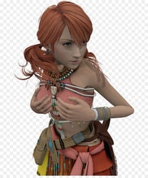 3d breast_hold breasts clothes female female_only final_fantasy final_fantasy_xiii fondling green_eyes oerba_dia_vanille orange_hair red_hair self_fondle self_grope solo tied_hair twintails