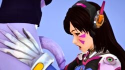 3d blizzard_entertainment blue_skin c3d circumcised d.va demolljok dickgirl futa_with_female futanari honey_select imminent_oral intersex oral overwatch penis studio_neo surprised widowmaker