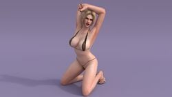 3d 3d_(artwork) animal_print arms_up bikini blonde_hair bra dead_or_alive dragonlord720 female g-string hands_up large_breasts leopard_print micro_bikini nail_polish naughty_face ninja_gaiden posing rachel_(ninja_gaiden) red_lipstick red_nails sandals solo string_bikini teardrop_bikini teardrop_bikini_bottom tecmo