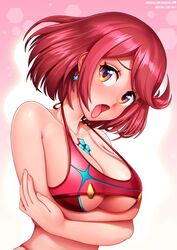 1girls big_breasts breasts cleavage cleavage_cutout female female_only halter_bikini halterneck large_breasts neocoill nintendo nude open_mouth pyra_(xenoblade) red_hair short_hair solo tongue tongue_out underboob xenoblade_(series) xenoblade_chronicles_2