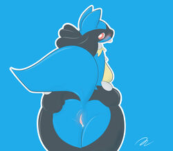 1girls ass blush breasts canine cum cum_in_pussy cum_inside delta-eon female female_only furry lucario mammal nintendo pokemon pokemon_(species) presenting presenting_hindquarters pussy solo spread_pussy spreading text thick_thighs video_games watermark wide_hips