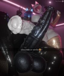2futas 3d 3d_(artwork) biker_helmet black_body caption equine_penis futa_only futanari heaven_(jinsang) helmet helmet_with_visor hidden_face horsecock huge_balls huge_cock hyper_penis jinsang_3d latex latex_gloves latex_legwear looking_at_viewer nevaeh_(jinsang) no_visible_face peace_sign photo posing text tinytoaster veiny_penis white_body