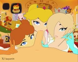 1boy 3girls animated balls balls_sucking belly_button beverage blonde blonde-haired_female blonde_female blonde_hair blue_eyes boo_(mario) breasts brown-haired_female brown_hair burger collaborative_fellatio cow_(mario) crossover crown dash_food donut doughnut erection eyelashes fellatio female female_focus food genitals gwen_stacy_(spider-verse) hat headwear huge_breasts inkling item_box keyblade kingdom_hearts lazyart34 light-skinned_female light-skinned_male lips looking_at_viewer male_pov mario_(series) mario_kart mario_kart_world marvel marvel_comics moika moo_moo_(mario) moo_moo_meadows_cow nintendo oral penis pikmin_(series) pikmin_(species) plushie pokeball pokemon popcorn pov_eye_contact princess_daisy princess_daisy_(aero) princess_daisy_(oasis) princess_daisy_(touring) princess_peach princess_peach_(aero) princess_peach_(touring) princess_peach_(vacation) princess_rosalina princess_rosalina_(aero) princess_rosalina_(aurora) princess_rosalina_(touring) red_pikmin ring_box sega shy_gal shy_gal_red shy_guy sonic_(series) sonic_the_hedgehog_(series) sound sound_effects spider-man:_across_the_spider-verse spider-man:_into_the_spider-verse spider-man_(series) splatoon splatoon_(series) sunglasses super_mushroom super_smash_bros. tagme teamwork testicles triforce triple_fellatio trophy video video_games wand