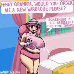 1girls background bed bedroom belly big_breasts blush breasts chubby chubby_female clothed_female curtains digested digested_prey digestion digital_media_(artwork) embarrassed fat fat_female female female_focus fossil_fighters grabbing_own_breast hat lactating lactating_through_clothing lactation maniacalfork milk milk_soaked_shirt milk_squirt nintendo nipples nipples_visible_through_clothing pink_hair pink_topwear plushie post-vore red_eyes rosie_richmond_(fossil_fighters) skirt tagme thicc thicc_thighs vore wet_clothing