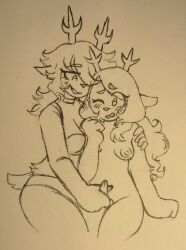 1futa 2girls anthro antlers breasts deltarune dess_holiday female female_focus fur furry futa_on_female futanari hand_on_penis handjob incest noelle_holiday tits_out toby_fox undertale_(series) yoiclara