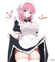 1girls 2d 2d_(artwork) 2d_artwork big_breasts blue-eyed_female blue_eyes blue_panties blue_thong blue_underwear bocchi_the_rock! breasts busty busty_female busty_girl busty_teen busty_teenager chuizi cleavage digital digital_art digital_drawing digital_drawing_(artwork) digital_media digital_media_(artwork) drawing eyebrows_visible_through_hair female female_focus female_only fingers gotou_hitori groin guitarist hair_between_eyes hair_ornament hairband head_tilt high_resolution high_school_student highres large_boobs large_breasts lean_figure legs_closed legs_together legwear long_hair looking_at_viewer looking_down looking_down_at_viewer maid maid_apron maid_cap maid_dress maid_headdress maid_outfit maid_uniform narrow_waist panties pink-haired_female pink_hair school_girl schoolgirl shoulders simple_background skindentation skirt skirt_aside skirt_lift skirt_lifted skirt_lifted_by_self skirt_pull skirt_pulled_by_self skirt_pulled_up slender_body slender_waist slim_female slim_waist solo standing stockings striped_panties striped_thong striped_underwear teen_girl teenage_female teenage_girl teenage_tits teenager thick_thighs thigh_highs thighhighs thighs thighs_together thong tilted_head tongue tongue_out underwear uniform upper_body white_background white_legwear white_panties white_stockings white_thigh_highs white_thighhighs white_thong white_underwear wide_hips young_female young_woman