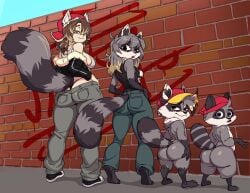 ass ass_focus colombian_female furry furry_female hispanic_female hispanic_virtual_youtuber hispanic_youtuber human_female humanoid latam_virtual_youtuber miki_(miko's_trash_can) mikixvt miko_(miko's_trash_can) raccoon_ears raccoon_girl raccoon_tail sdamhp_artist thong wall youtube_hispanic