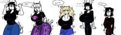 5males bulge bulge_in_pants busty_boy busty_boy_(lore) cat_ears cat_tail cow cow_ears cow_horns cow_tail digging_into_butt digging_up_in_they_ass fat_ass forbidden_pants ftm_transformation huge_ass huge_breasts jeans oc ocs original_character original_characters penis_growth pointy_ears rabbit_ears rabbit_tail tagme transformation ykujo
