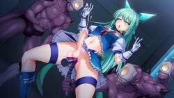 3boys :o ahe_gao anal anal_beads anal_object_insertion aqua_hair blush bowlegged_pose breasts calpish censored chest_jewel colored_skin cum dildo double_v ejaculating_while_penetrated ejaculation erection female futanari game_cg gloves green_eyes handsfree_ejaculation large_variant_set long_hair magical_girl magisphere_lazuris mahou_reiki_magisphere midriff monster mosaic_censoring multiple_boys navel non-web_source object_insertion official_art open_mouth orgasm penis projectile_cum pubic_tattoo purple_skin rolling_eyes ruri_(magisphere) self-datamine sex_toy skirt tattoo testicles thigh_strap v variant_set white_gloves