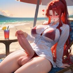1futa :o absurdres ai_generated amiiari arm_support bangs bangs_between_eyes beach beach_umbrella big_penis bikini bikini_under_clothes black_bikini blush breasts bursting_breasts button_gap chair clothing_aside cloud collarbone collared_shirt covered_nipples cowboy_shot cum_string cup day detailed dress_shirt drink drinking_glass dusk erection eyebrows_visible_through_hair food fruit futanari grabbing_penis hair_between_eyes hana_(amiiari) hand_on_penis heart high_ponytail holding holding_penis horizon huge_breasts huge_cock imminent_fellatio imminent_oral impossible_clothes large_breasts large_penis laying leaning leaning_back lemon lemon_slice lips long_hair long_penis long_sleeves looking_at_viewer looking_down lounge_chair masturbation medium_breasts motion_lines nipple_bulge nose_blush o-ring o-ring_bikini ocean on_chair open_mouth orange_(fruit) orange_eyes original_character outdoors parted_bangs parted_lips partially_unbuttoned penis pent_up ponytail precum red_bikini red_eyes red_hair sand see-through shadow shiny_hair shiny_skin shirt sidelocks sitting skin_tight skindentation sky solo string_bikini sunset sweatdrop table taut_clothes testicles thick_thighs thighs throbbing_penis tight_shirt tongue towel trembling twitching_penis umbrella veins veiny_penis very_long_hair water wet wet_shirt white_shirt