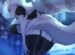 1girls 2026 anthro ass bent_over big_breasts biped black_sclera black_thighhighs blue_eyes blush breasts claws clothed clothed_anthro clothed_female clothing digital_drawing_(artwork) digital_media_(artwork) female female_only fingers fleet-foot fur furry_tail garter_straps generation_5_pokemon hair legendary_pokemon light_blush looking_at_viewer maid maid_outfit nintendo pokemon pokemon_(species) rear_view reshiram solo standing tail thick_thighs thighhighs white_fur