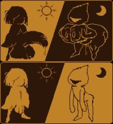 1boy 1boys 1female 1girls 1male big_balls big_breasts big_penis breasts darkner deltarune female huge_ass huge_balls huge_breasts human humanoid kris_(deltarune) lancer large_penis lightner moon pixel_art precum soggyrune sprite sun tagme undertale undertale_(series) vaginal_fluids