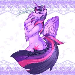 1:1 abstract_background alicorn anthro ass bite biting_lip breasts cheek_tuft cleavage clothed clothing equid equine facial_tuft female friendship_is_magic hasbro hi_res horn inner_ear_fluff looking_at_viewer mammal my_little_pony mythological_creature mythological_equine mythology nipples solo sparkles tuft twilight_sparkle_(mlp) wings wolfieswap