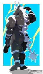 absurd_res animal_genitalia animal_penis anthro ass back_muscles balls barazoku big_balls big_butt black_body equine_genitalia equine_penis erection flexing flexing_bicep generation_5_pokemon genitals had0u hi_res huge_balls huge_butt huge_thighs male manly muscular muscular_anthro muscular_arms muscular_male nintendo nude penis pokemon pokemon_(species) pokemorph solo thick_arms thick_penis thick_thighs zebstrika