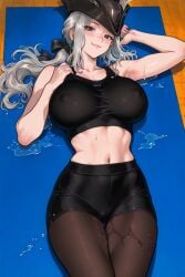 1female 1girls 2026 ai_assisted ai_generated background big_breasts bloodborne blush blushing_female breasts clothed_male clothes_pull female female_focus female_only fromsoftware green_eyes gym gym_clothes gym_shorts gym_uniform horny horny_female lady_maria_of_the_astral_clocktower large_breasts light-skinned_female light_skin long_hair lying lying_on_floor nipples nipples_visible_through_clothing no_bra pantyhose pantyhose_under_shorts ponytail pose posing serval shorts shy shy_expression smile smiling smug smug_face smug_smile solo sweat sweating sweaty_body uncensored video_game video_game_character video_game_franchise video_games white_hair yoga yoga_pants yoga_top