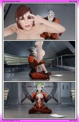 2girls 3d 3d_(artwork) 3d_model ass big_ass big_breasts breasts commander_shepard cum cum_in_mouth cum_on_breasts cum_on_face cum_splatter cum_string cum_swapping cum_trail drool femshep freckles jane_shepard mass_effect meditating meditation nipples nude nude_female open_mouth peace_sign rotosama samara selfie sleep_molestation sleeping vaginal_fluids waving waving_hand