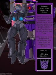 2026 3d 3d_(artwork) 3d_render arcee arcee_(prime) areola areolae big_breasts blue_nipples breasts breasts_out cybertronian female male mengsk nipples purple_body red_eyes robot robot_girl shockwave strip_game thick_thighs transformers
