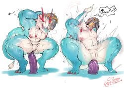 abs agitype01 anal anal_sex android andromorph animal_genitalia anthro barazoku blue_body blush bodily_fluids breath crouching dildo dildo_in_ass dildo_insertion dildo_sitting dragon eastern_dragon front_view gay gay_anal gay_male gay_sex genital_fluids genital_slit genitals hair hands_behind_head head_back hi_res homosexual homosexual_male homosexual_sex male male/male male_only male_penetrated male_penetrating moan mouth_closed muscular mythological_creature mythological_scalie mythology nervous nude object_in_ass orgasm pecs penetration raised_head scalie sequence sex_toy sex_toy_in_ass sex_toy_insertion shaking signature simple_background slitfluid solo sweat white_background white_hair