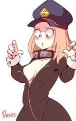 1girls 5_fingers animated big_breasts blush bodysuit breasts bursting_breasts busted_zipper camie_utsushimi cleavage collar diives eyelashes female female_only hand_on_hips hat hips human human_only humanoid large_breasts my_hero_academia open_mouth patreon peaked_cap shiketsu_high_school_cap short_hair solo solo_female standing text thick thick_thighs thighs watermark wide_hips zipper