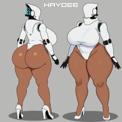1girls 2d 2d_(artwork) ass ass_focus back_view breasts_bigger_than_head breasts_focus dark-skinned_female front_view full_body haydee haydee_(game) huge_ass huge_breasts huge_thighs large_breasts reborntfrank robot robot_girl thick_thighs white_hair yaboitoxicfrank